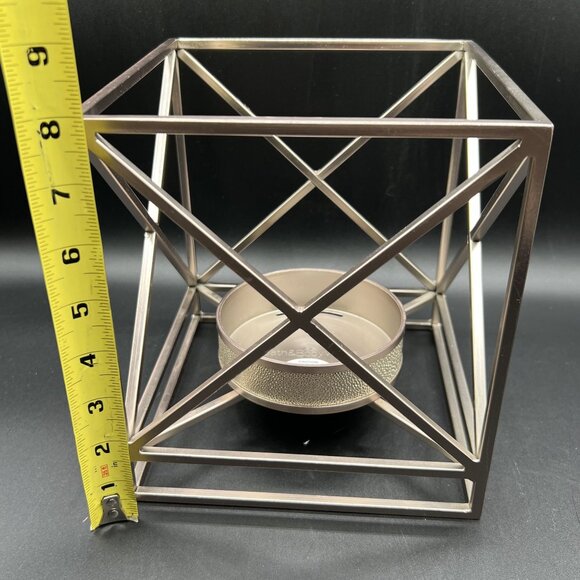 Bath & Body Works Rare Metal Large Square Luminary 3 Wick Candle Holder Textured - Picture 5 of 11
